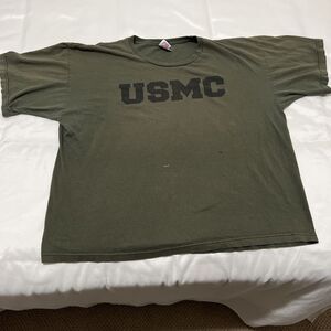 Marine Corps Military DISTRESSED Green T Shirt Size 2XL Preshrunk Retro